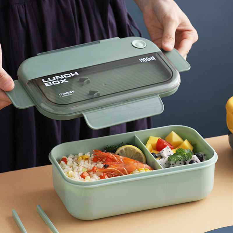 Microwave lunch box, large-capacity lunch box, food-grade compartments, Japanese bento box, lunch with tableware, plastic Application Scenario
