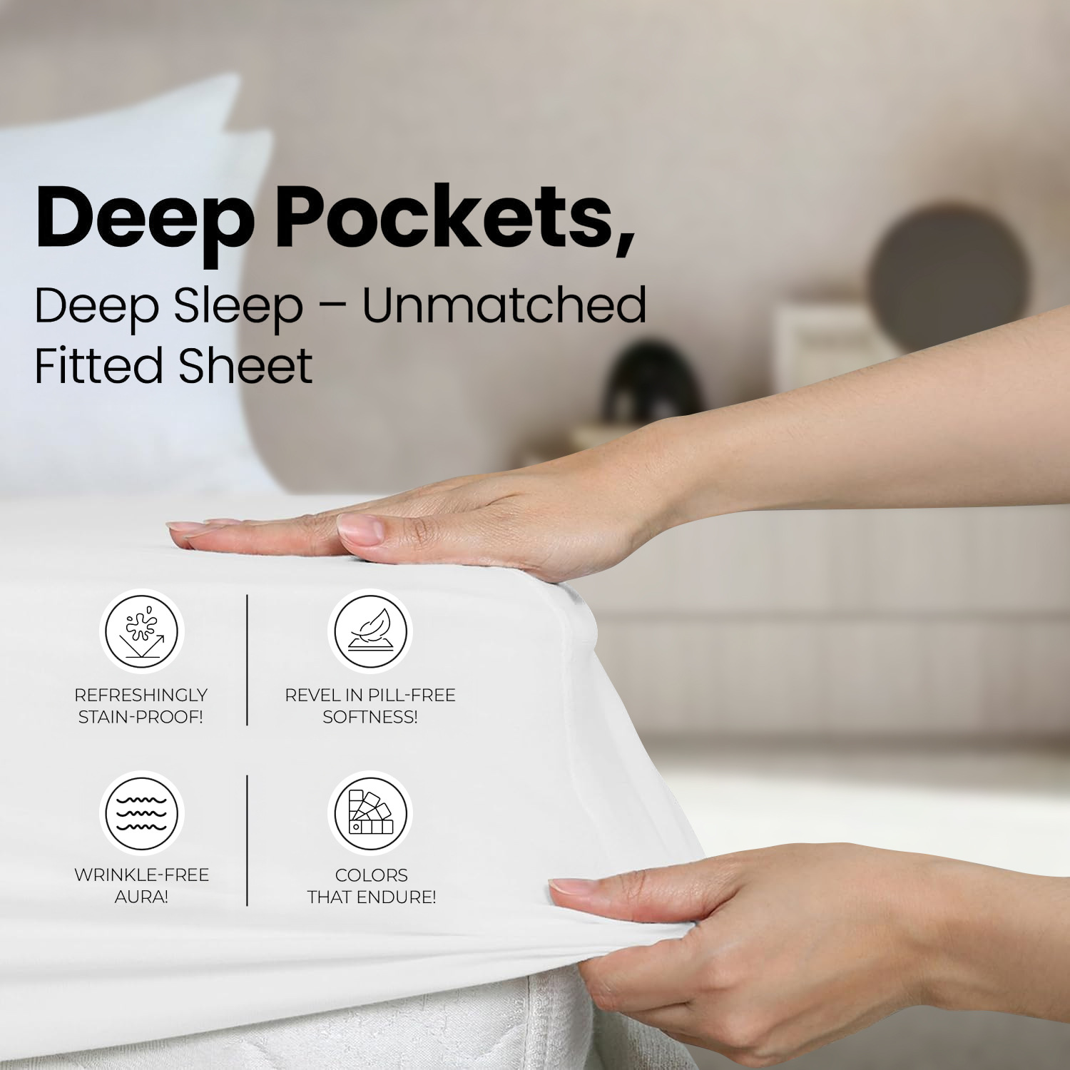 跨境外贸90gsm床笠单件防滑固定床罩全包床垫席梦思防尘保护床套细节图