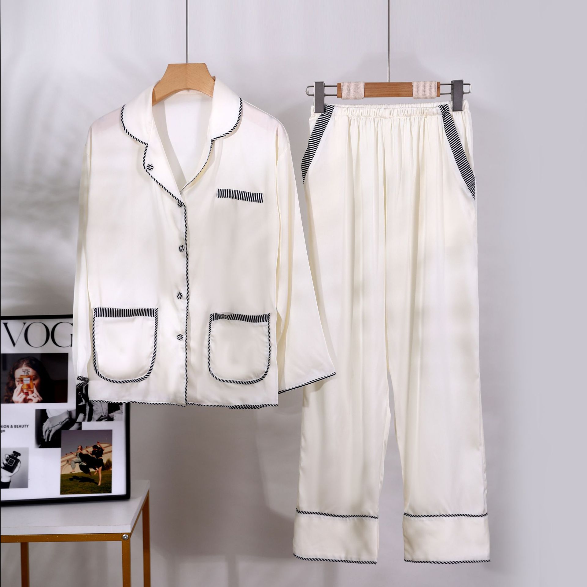 新款睡衣女长袖长裤高定睡衣家居服套装可外穿