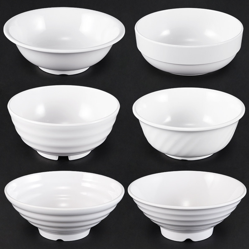 White melamine bowls, commercial imitation porcelain ramen bowls, beef noodle bowls, wonton rice noodle bowls, noodle soup noodles, spicy hot pot bowls, plastic