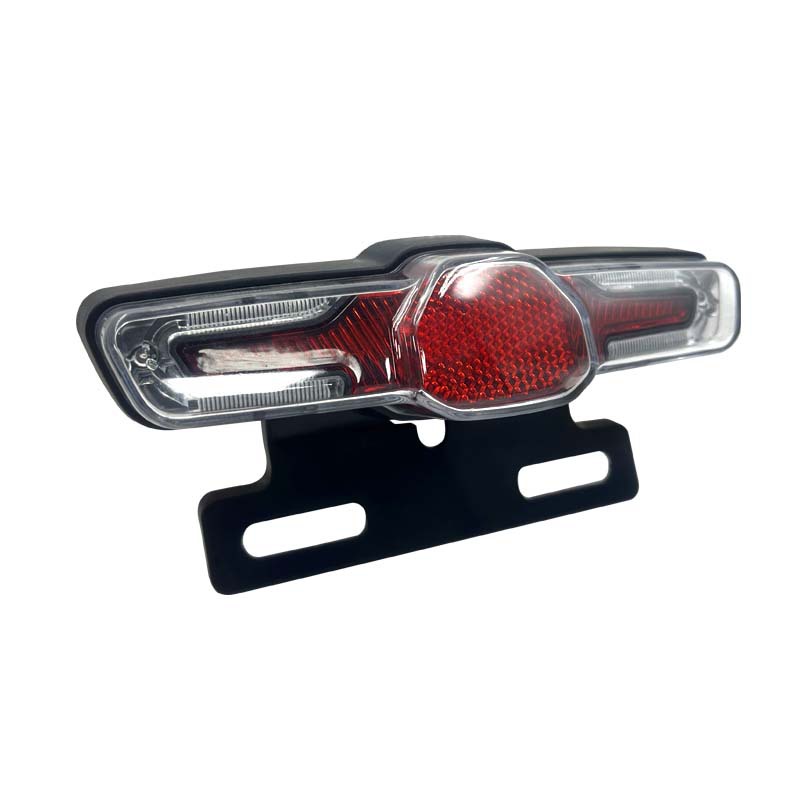 定制通用锂电自行车尾灯36V48V哈雷电动车自闪三合一led夜行警示白底实物图