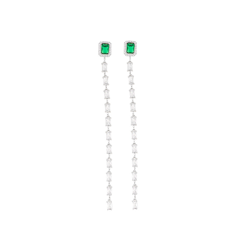 Daily commuting square tassel zircon earrings, the same style of stylish earrings for female best friends, new trendy earrings for women wholesale Item Picture