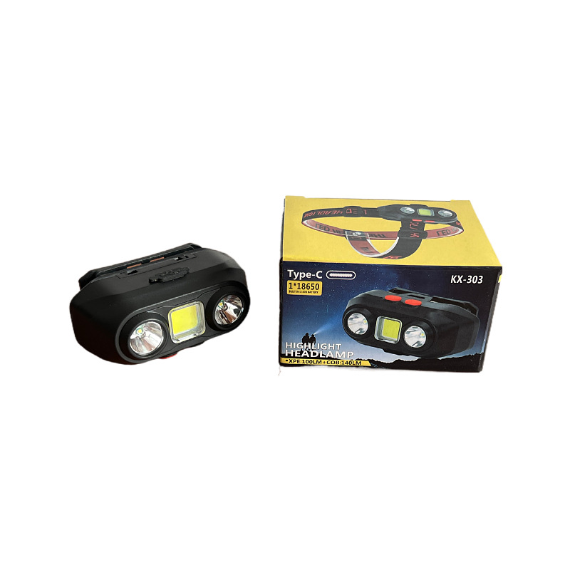 Cross-border magnetic headlamp, head-mounted lighting lamp, strong light camping and mountain climbing, USB charging, high and low beam, cob night fishing headlamp Item Picture