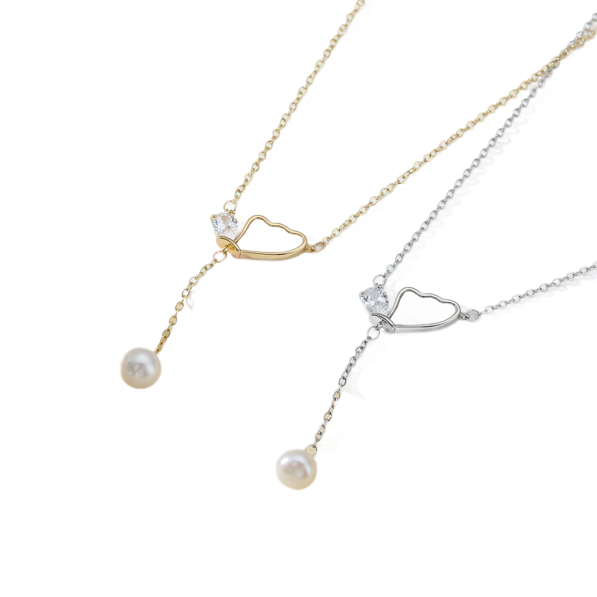 New copper-plated real gold tassel necklace for women, exquisite auspicious cloud shell collarbone chain, trendy necklace wholesale Item Picture