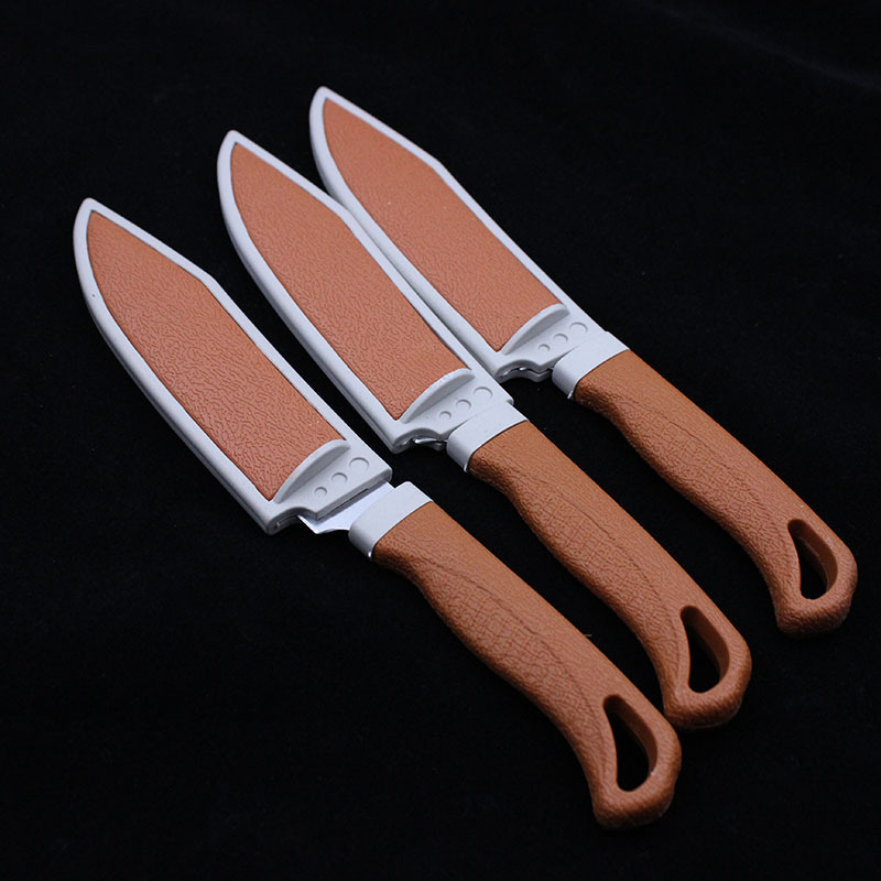 厂家直供2元店水果刀削皮刀不锈钢厨用刀小黄壳带刀壳水果刀多元