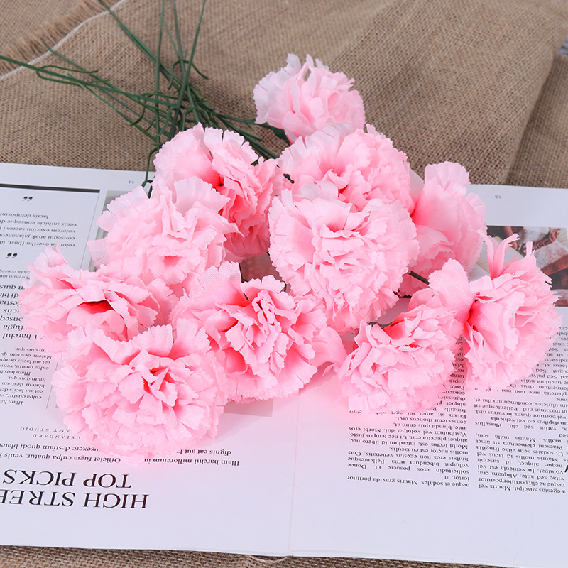 仿真单支康乃馨 母亲节教师节礼物仿真花绢布配件假花 批发零售