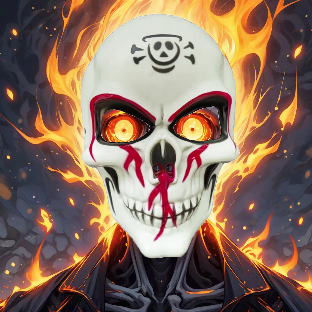 厂家现货万圣节骷髅头面具跨境cos派队装扮道具用品塑料面具批发