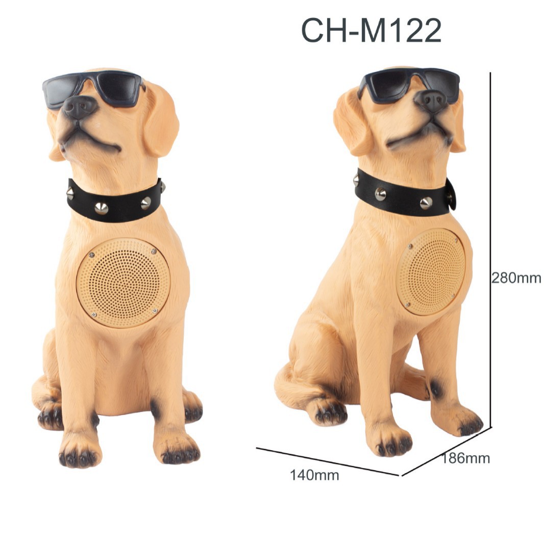 The CH-M122 dog-shaped Bluetooth speaker is an outdoor audio system that can sing when connected to headphones but not to Bluetooth