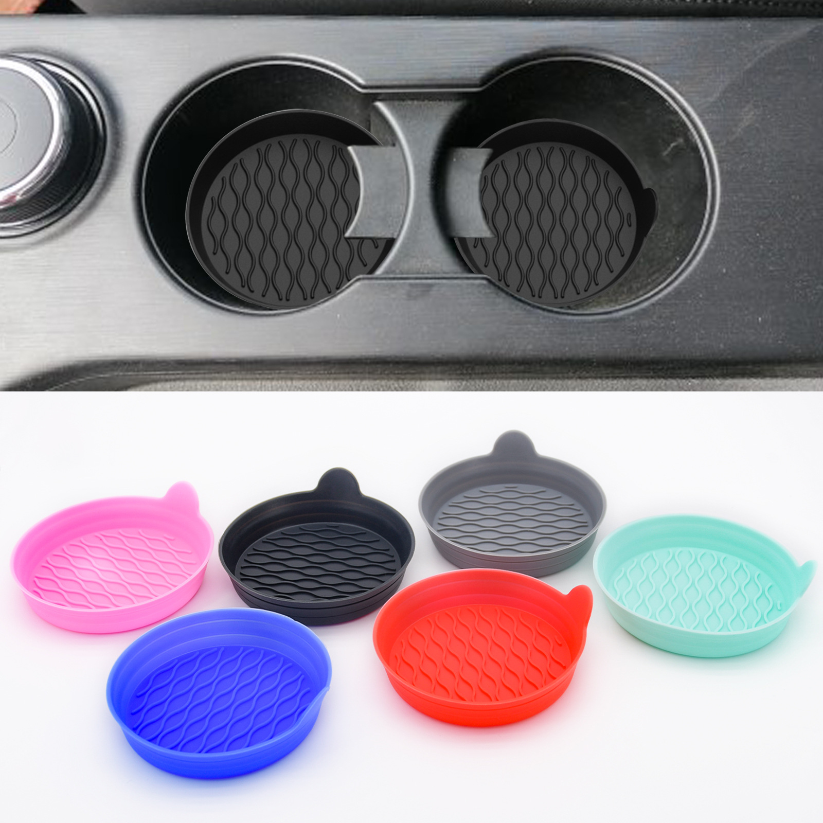 Cross-border best-selling car silicone coasters, car water coasters, round anti-slip MATS, and creative car interior items MATS full figure
