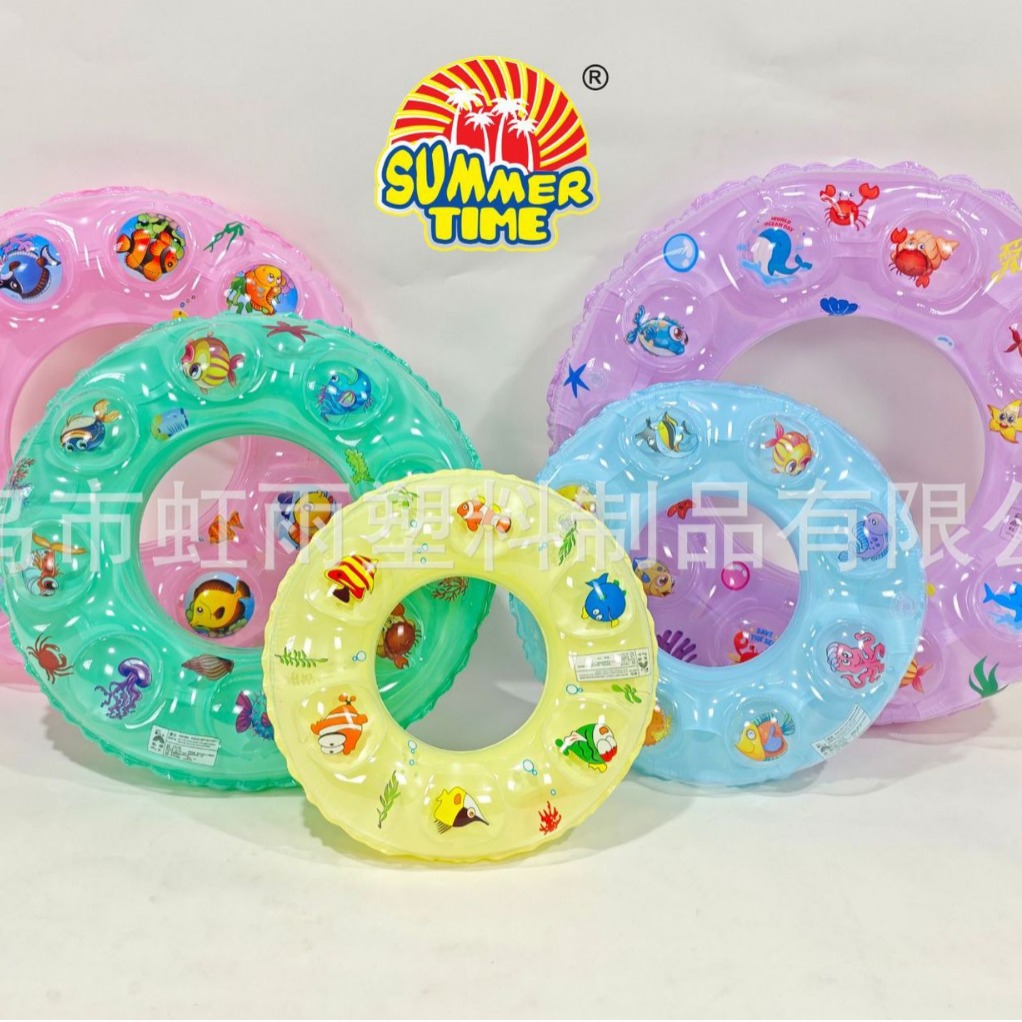 Wholesale of Hongyu Macaron color thickened children's swimming rings, double airbag inflatable crystal swimming rings, and double-layer crystal rings Item Picture