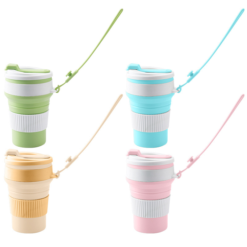 Portable silicone folding water cup, outdoor camping portable cup, juice cup, office coffee cup, telescopic cup, mouthwash cup Item Picture