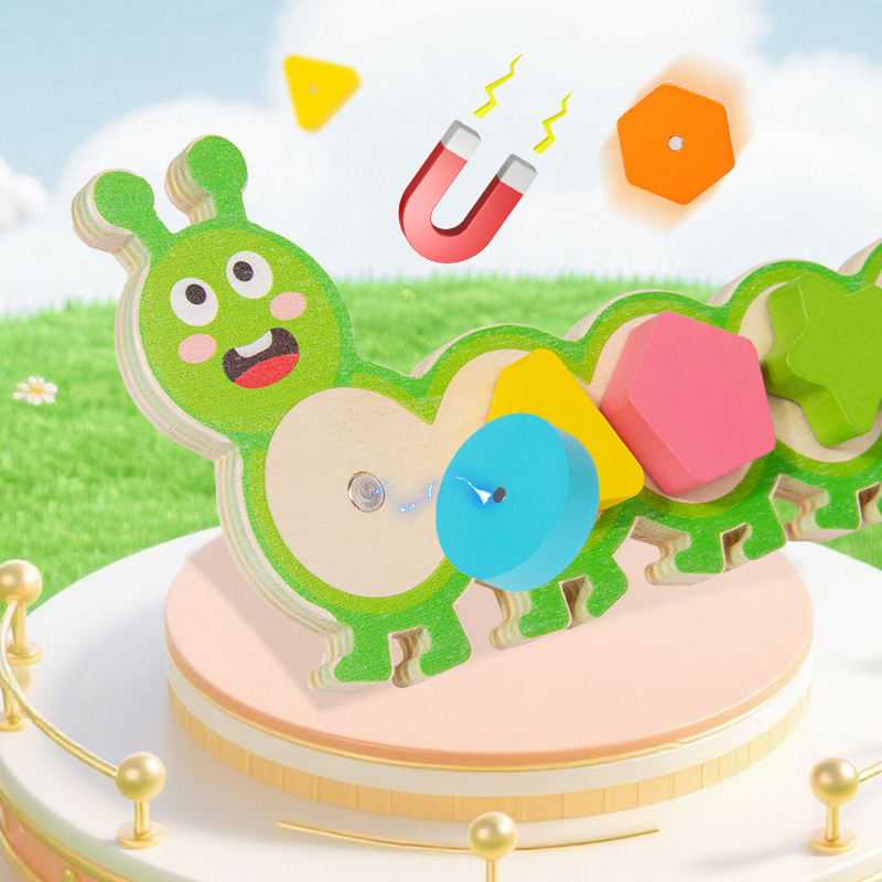 Magnetic caterpillar shape recognition puzzle game for early childhood education, parent-child logical thinking training matching toys details Picture