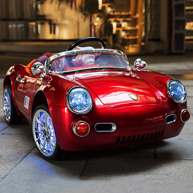 复古儿童电动汽车四轮遥控玩具车可坐人带摇摆电动童车婴儿电动车细节图