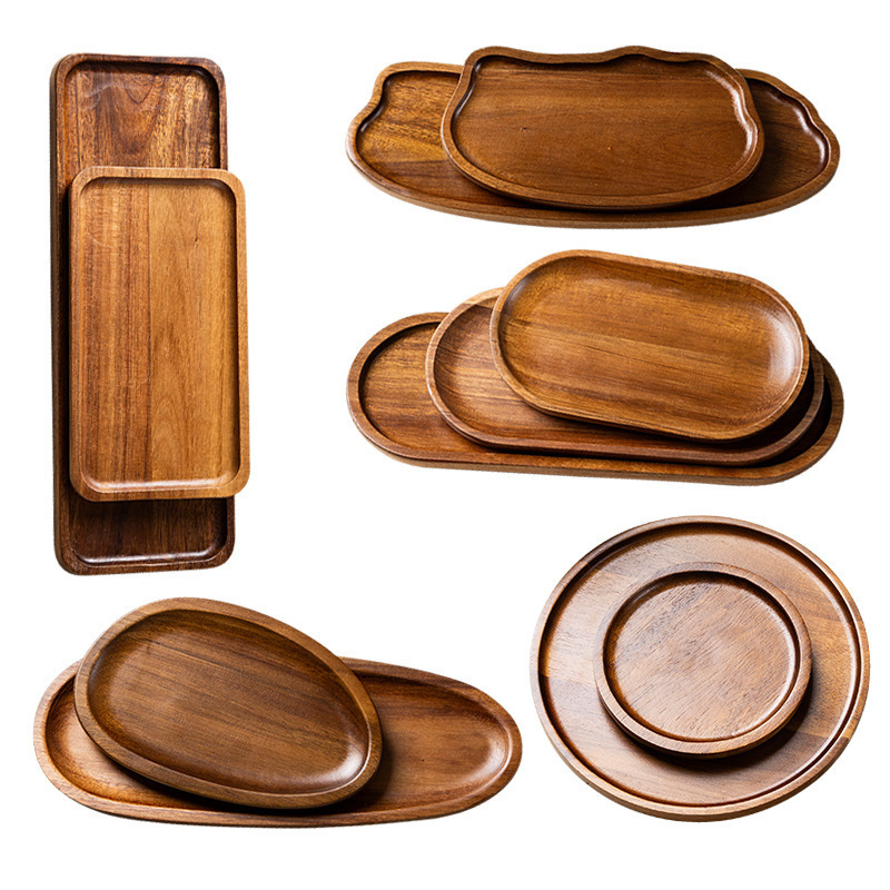 Silver mirror-finished wooden tray combination sushi wooden plate for exquisite storage Item Picture