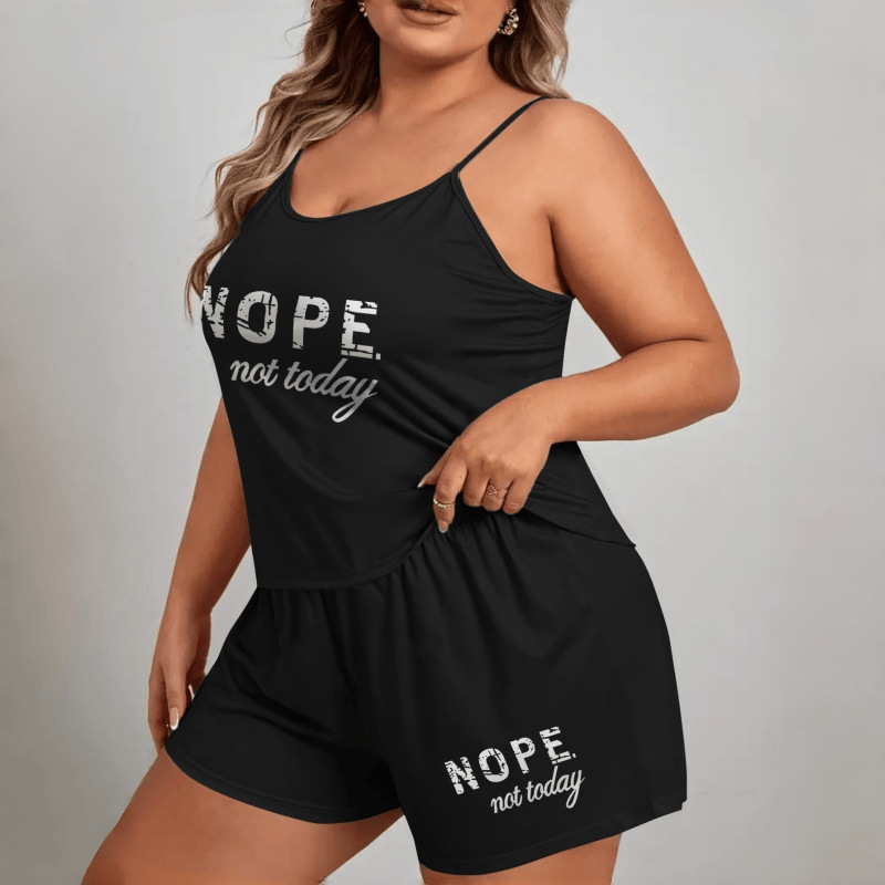 Cross-border bestseller pajama women's set, large-sized letter-printed halter shorts, loose, suitable for women to wear as outerwear Specification drawing