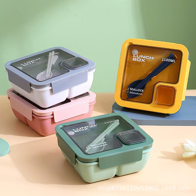 Student Japanese-style compartments lunch box, office worker sealed lunch box, microwave oven-safe and portable Specification image