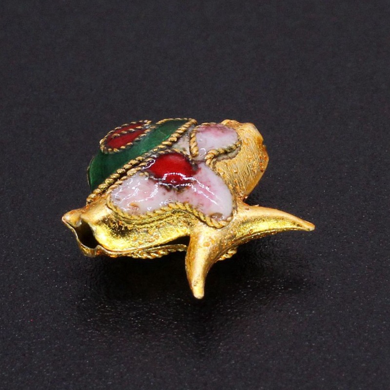 Traditional high-temperature cloisonne enamel flower silver blue DIY jewelry accessories, pearl Cloisonne 13*13mm small swallow fish details Picture