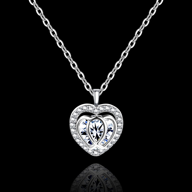 S925 All-silver Swan Kiss Heart Necklace for Women, 26 new style gourd pendant love bouquet necklace details Picture