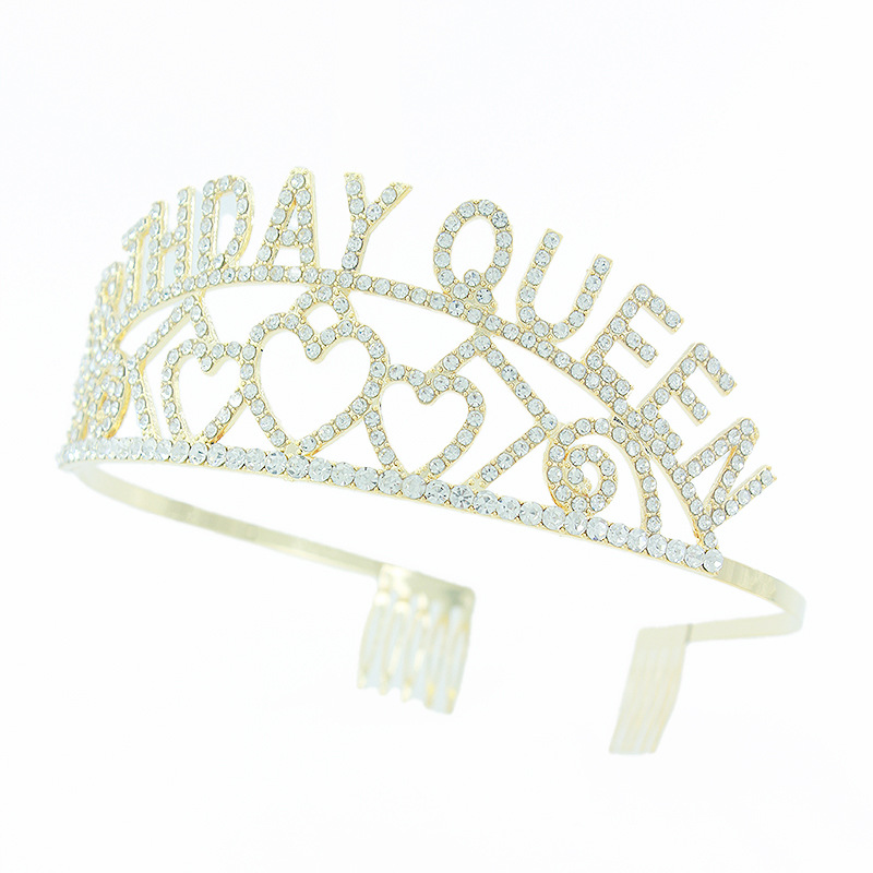 Cross-border new European and American letter crown BIRTHDAY QUEEN alloy crown headwear Party and gathering crown Specification image