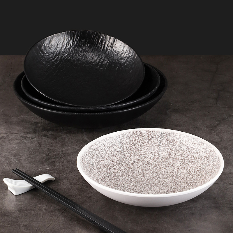 Melamine Japanese bowl, porcelain imitation wide-mouthed shallow bowl, vegetable bowl, cold noodle mixed bowl, salad bowl, ramen bowl, soup bowl, commercial use Specification image