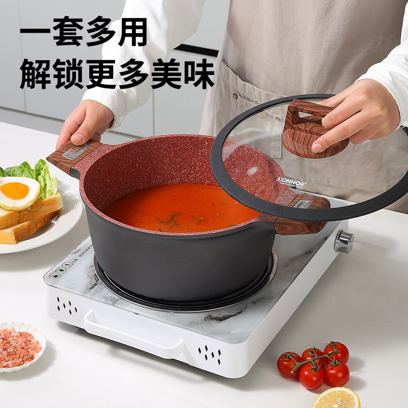 Donnor rich juego de comercio exterior ollas fundición a presión aluminio granito antiadherente revestimiento fondo sartén plato wok leche Application Scenario