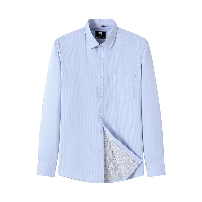 Men's warm shirt, men's long-sleeved winter business thickened fleece shirt, men's high-end wool inner liner for autumn and winter Item Picture