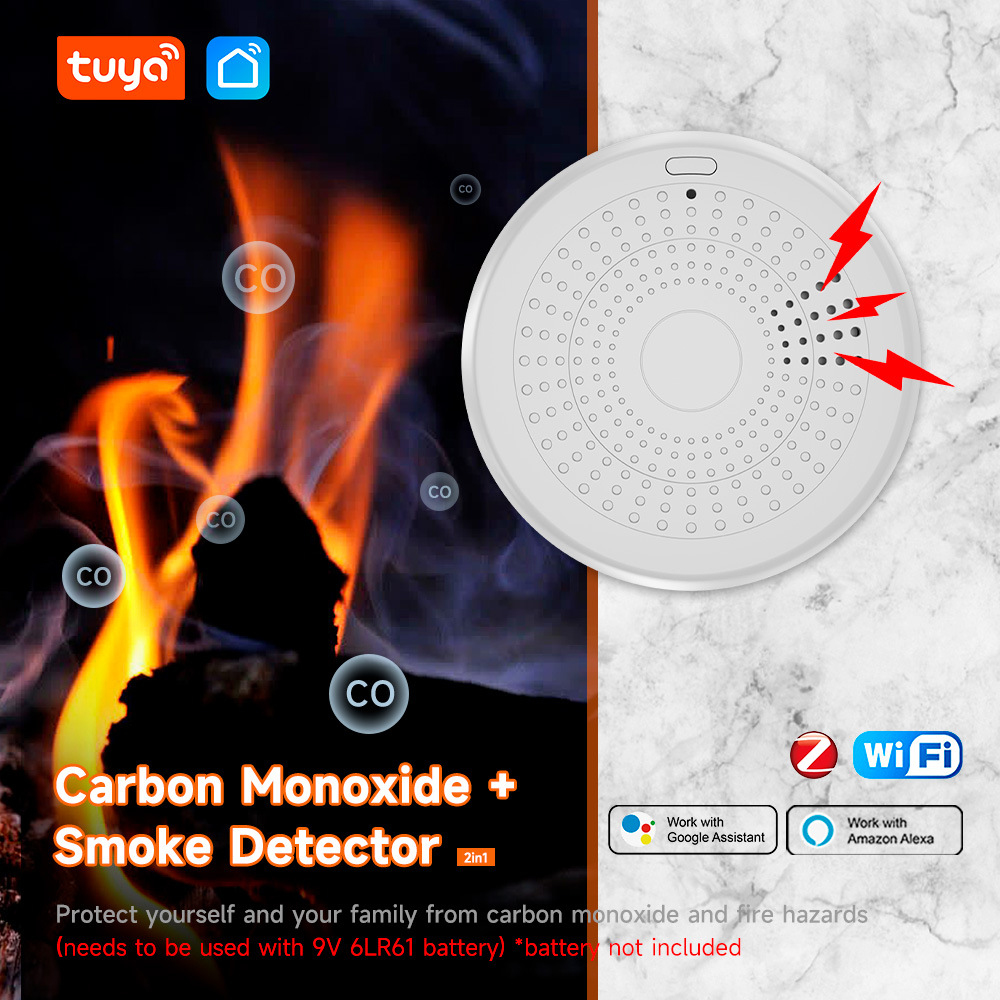 智能烟雾一氧化碳探测器探测器主体家用安全防护报警器产品图