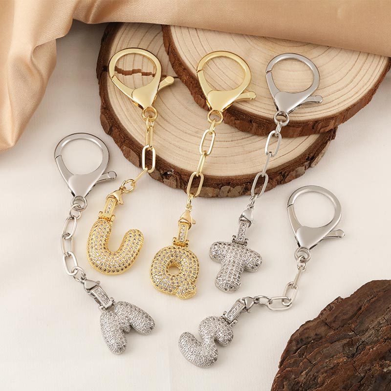 Wholesale of cross-border fashion 26-letter keychain bags, copper-plated and zirconium-inlaid letter pendants Application Scenario