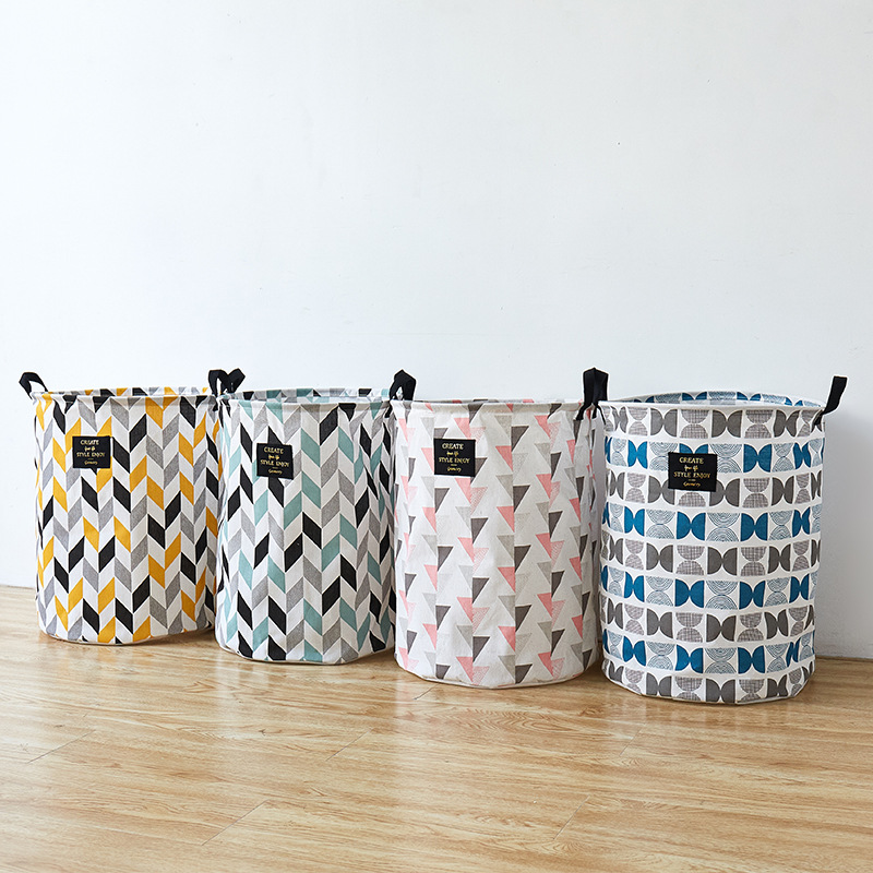Home fabric dirty clothes basket, dirty clothes basket, folding toys, clothes storage basket for dirty clothes, storage bucket, laundry basket. The size of this linked dirty clothes basket is: diameter 35* height 45cm full image