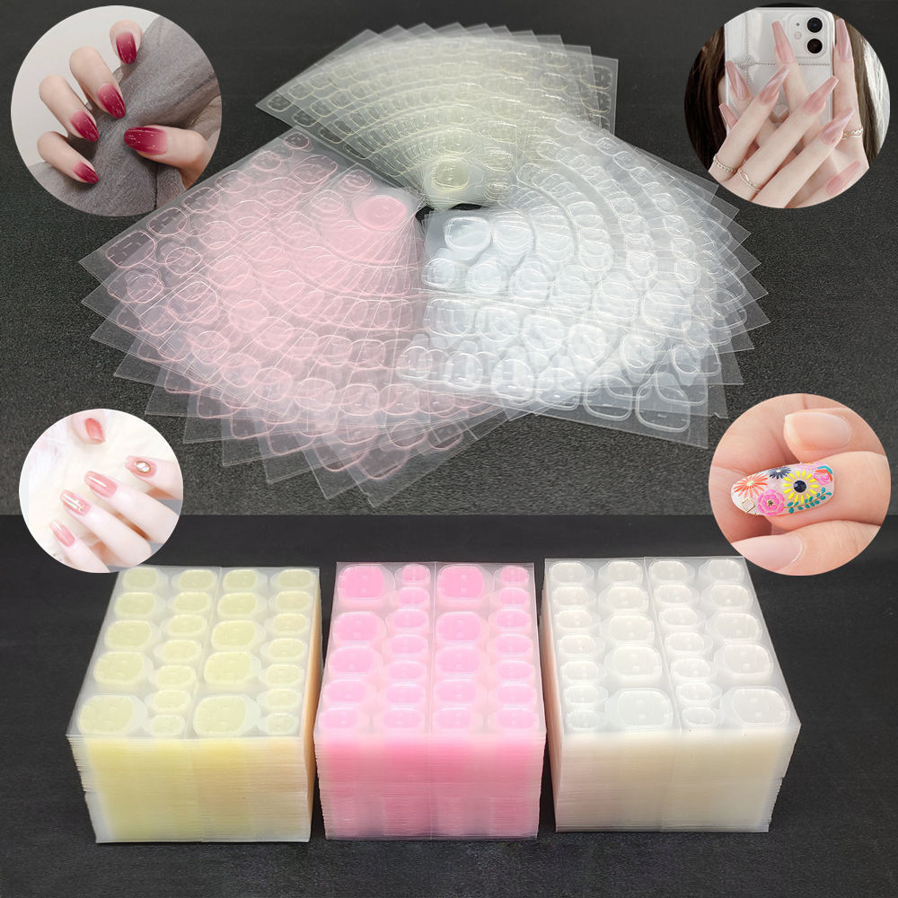 Wholesale of 12 or 24 pieces of super thin nail gel tape for wearing nail gel, yellow glue nail patches, double-sided tape