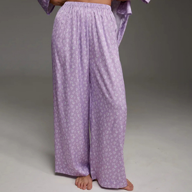 Spring/Summer 2025 new heart-shaped printed top and long pants two-piece set, European and American style pajamas, suitable for women to wear as outerwear Specification image