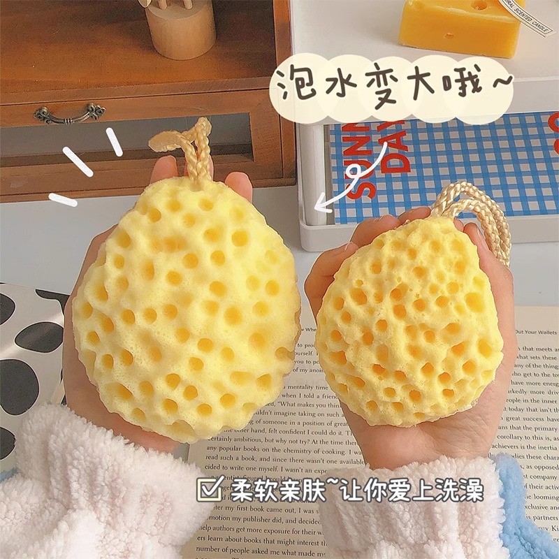 Japanese-style honeycomb bath ball, household with lanyard, high appearance level cheese bath ball, soft sponge, bubble scrubbing bath flower Specification image