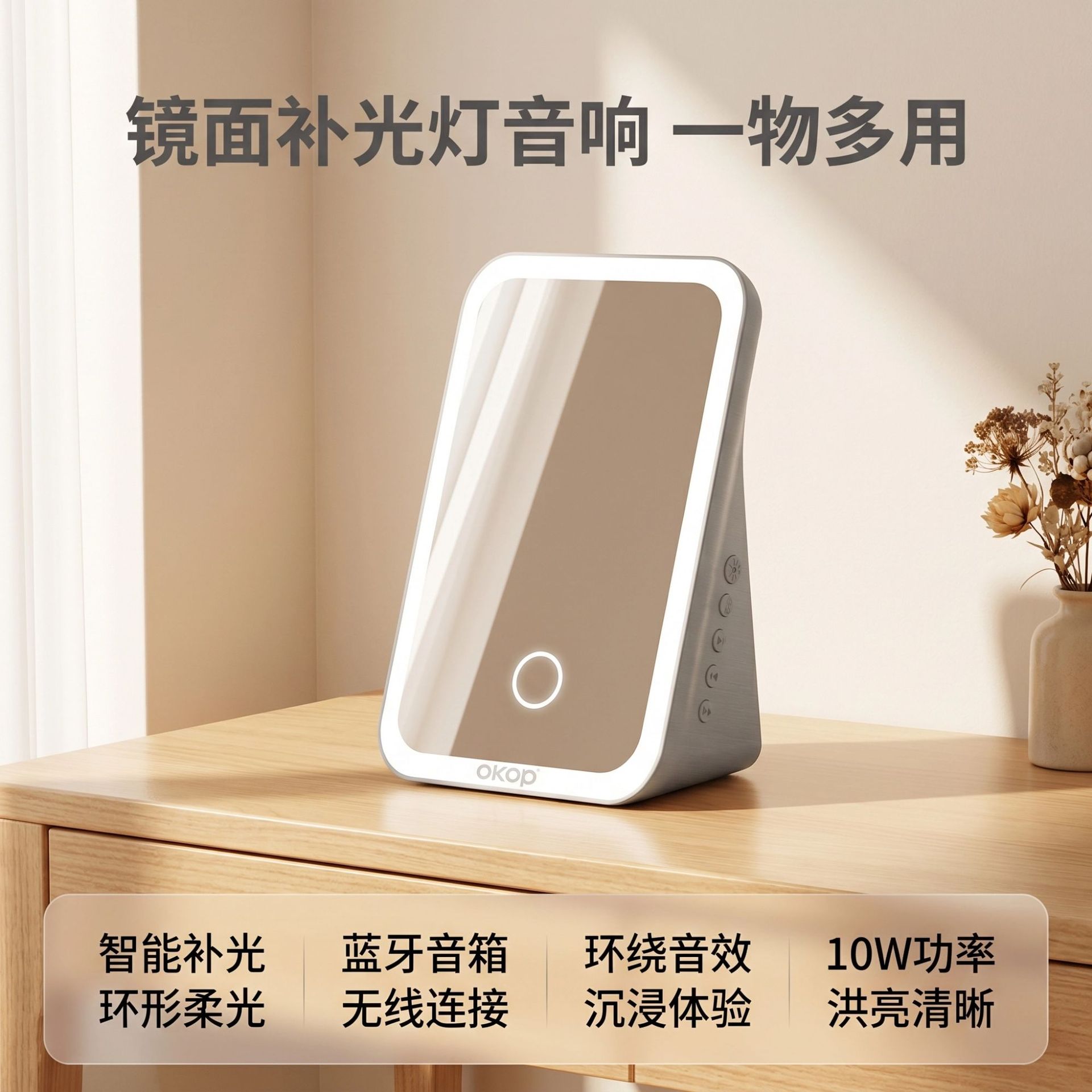 863 altavoz bluetooth espejo cosmético lámpara de recarga portátil portátil escritorio escritorio hd espejo pequeño audio transfronterizo Application Scenario
