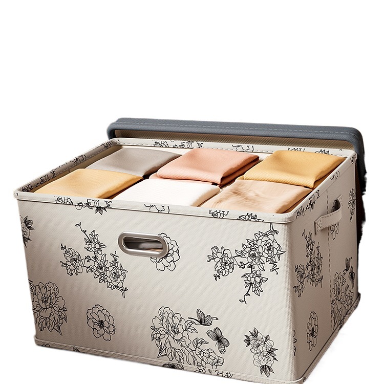 Clothing storage box, household seasonal clothing layered foldable organization box, dormitory wardrobe, quilt, covered storage basket Item Picture