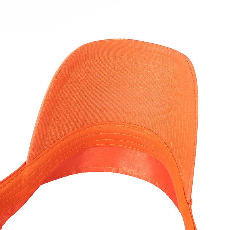 Foreign trade silk sports hollow top hat, spring and summer sun protection hat, LOGO printed sun hat, solid-color beach hat Item Picture