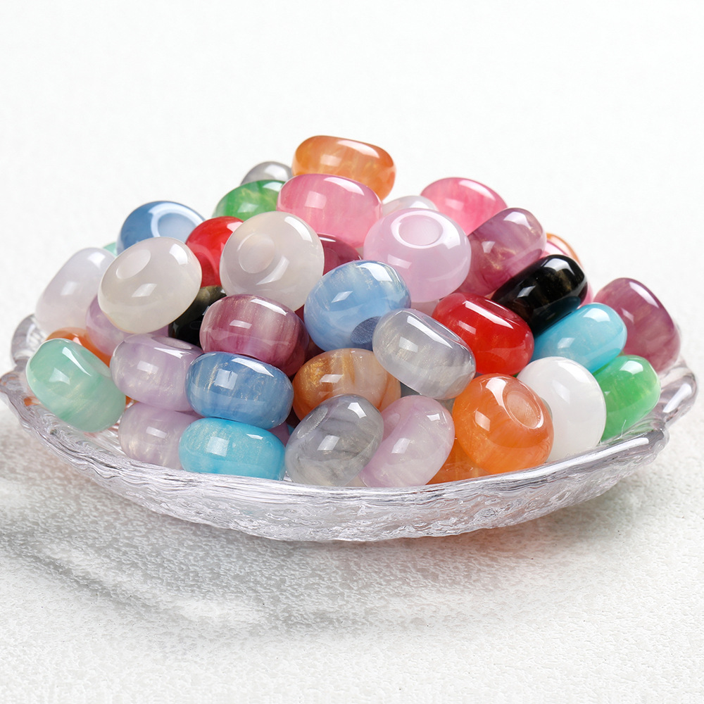 14*8 color translúcido dorado ábaco de gran apertura cuentas compartidas perlas perlas de resina perlas sueltas accesorios DIY bolsos hechos a mano accesorios de ropa Item Picture