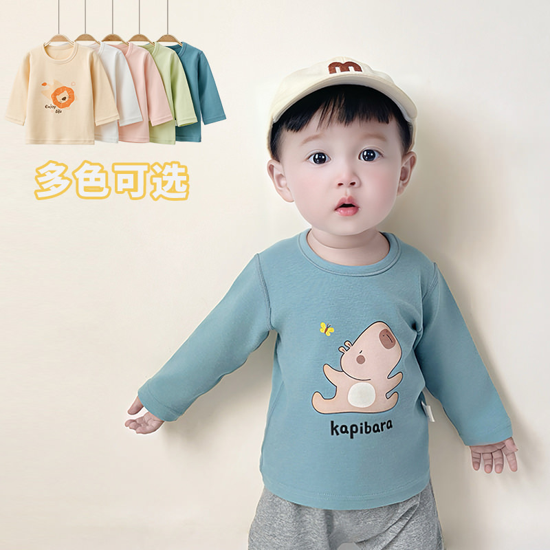 Children's long-sleeved T-shirts, boys' and girls' base shirts, new cartoon tops for spring, autumn and winter, single tops for 6 months to 5 years old Specification image