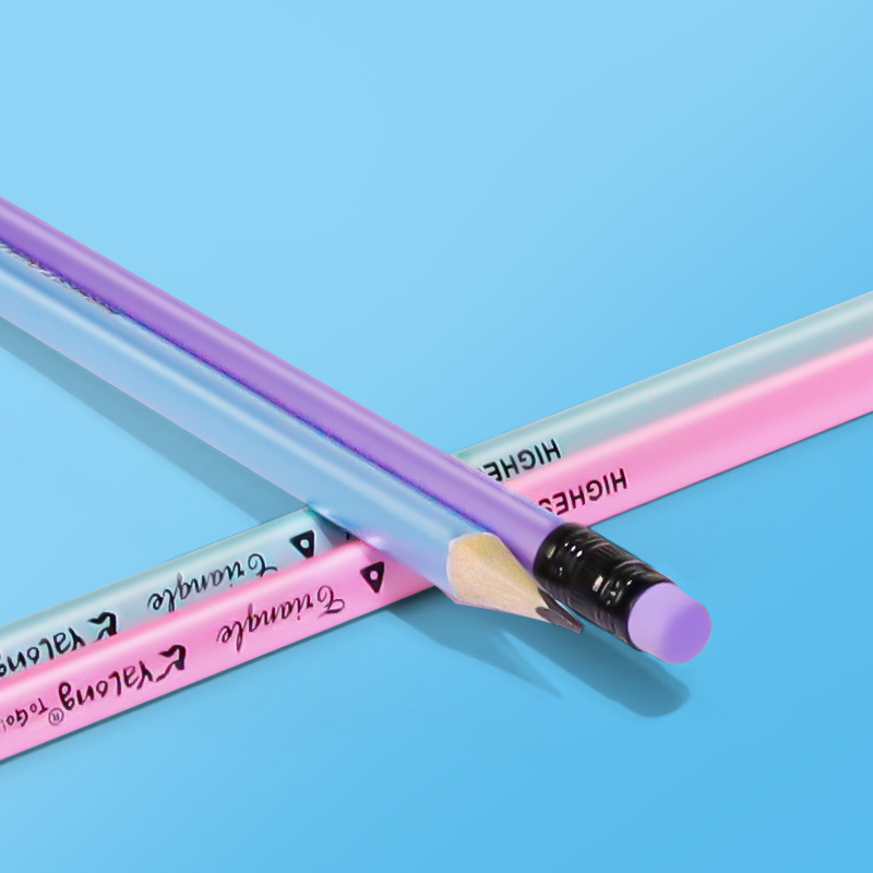 yalong Foreign Trade Cross-border HB pencils, macaron ribbons, rubber tips, triangular rods, student pencils, children's lead Specification image