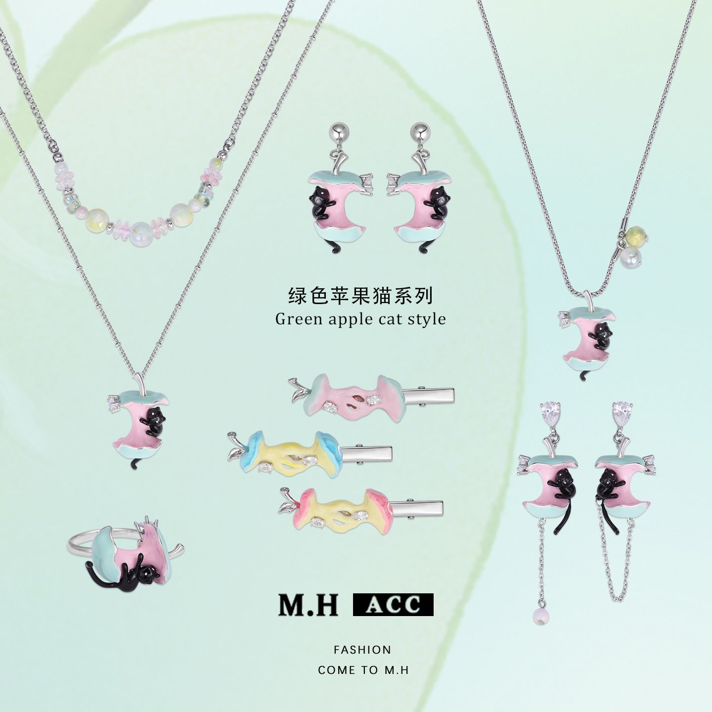 3D printed Apple Cat series original design, niche and unique dopamine earrings, fashionable and versatile, sweet and cool style earrings
