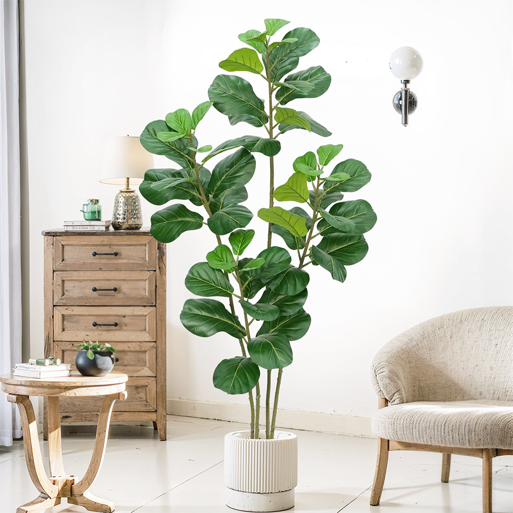 Wholesale of large Nordic decorative Ficus lyrata artificial trees, green plants, large-leaf artificial tree bonsai ornaments, and artificial plant potted plants Application Scenario