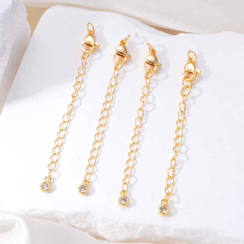 Pearl necklace, lobster clasp, gourd extension chain, water drop zircon end chain, adjustable bracelet, diy handcrafted accessories Specification image