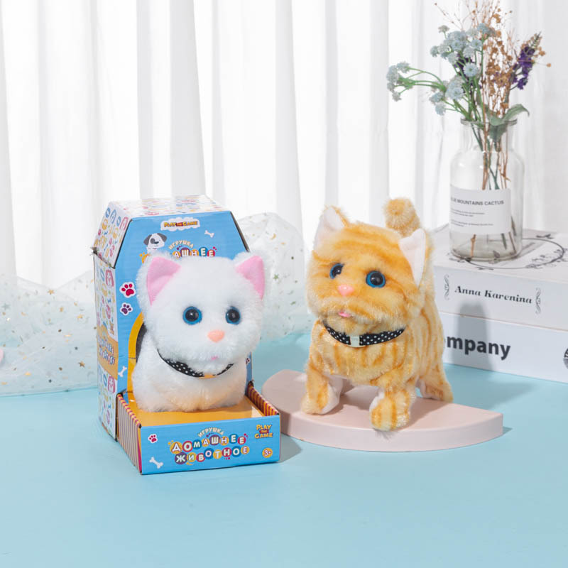 Realistic electric plush electronic cat, vivid meowing, wagging tail and nodding, cute pet cat children's toys wholesale Specification image