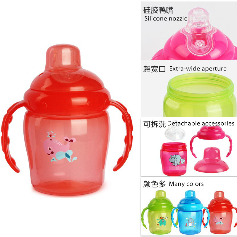 超宽口pp学饮杯宝宝鸭嘴杯水杯大容量防摔防漏直饮杯防呛彩盒装细节图