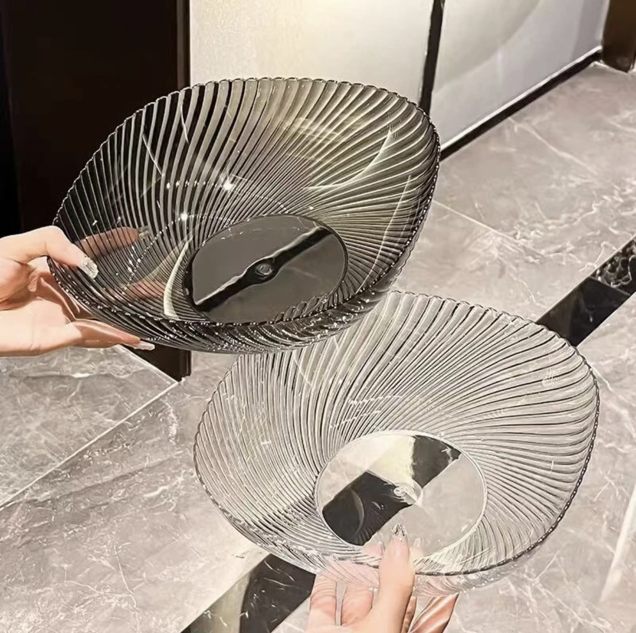 水果盘PET塑料简约时尚透明高颜果盘客厅点心糖果盘干果零食盘子