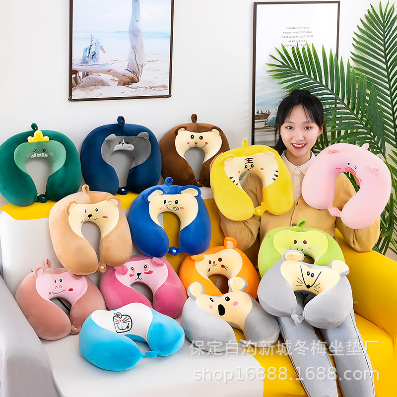 卡通记忆棉u型枕坐车护脖子颈枕办公室便携旅行颈椎枕头定制logo