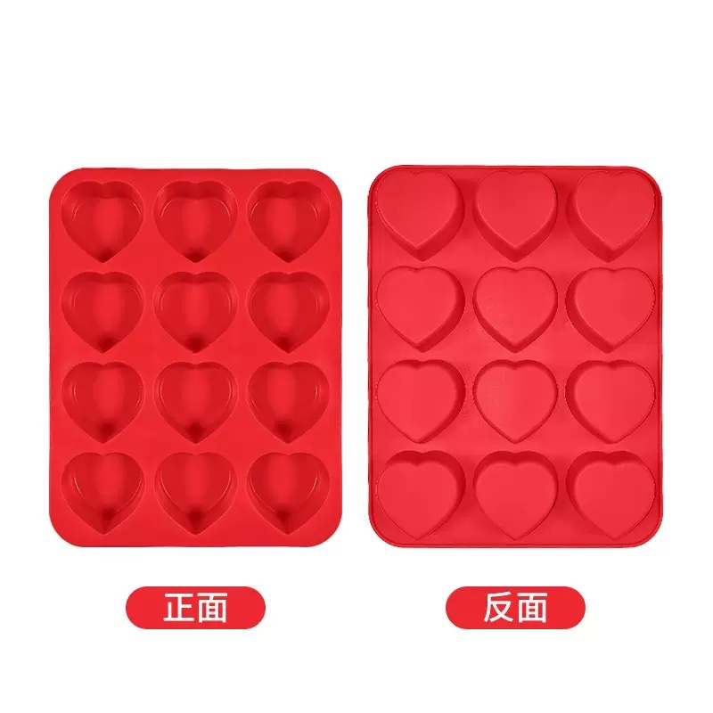 Baby accessories love mod nueva llegada 12 agujeros de silicona cake mold silicona de grado alimenticio 12/24 agujeros de amor cake baking mold Item Picture