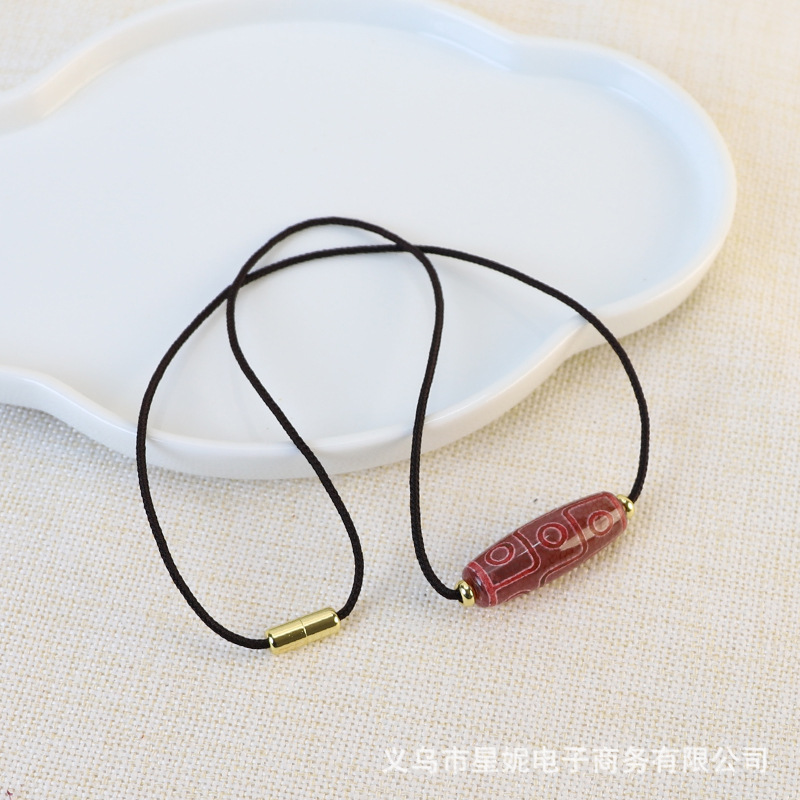 红色珠子黑色绳子手链文玩菩提香珠水晶手串