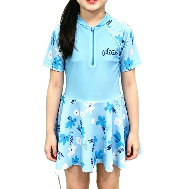Traje de baño de una pieza para niños niñas trajes de baño lindos estilo de falda protección solar piscina entrenamiento speeddry resort bañador de playa Item Picture