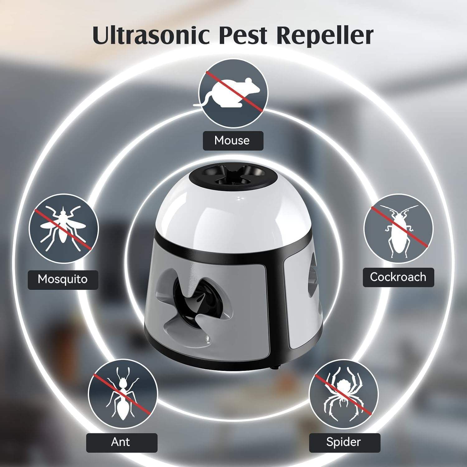 Amazon's best-selling 360-degree rat repellent, indoor flashing light, high-power alarm rat repellent, ultrasonic rat repellent details Picture