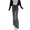 Grey fleece slightly flared pants for women's autumn and winter 2025 new style, low-waisted, slimming and drooping yoga flared sports sweatpants Item Picture